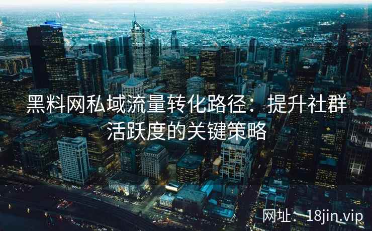黑料网私域流量转化路径：提升社群活跃度的关键策略