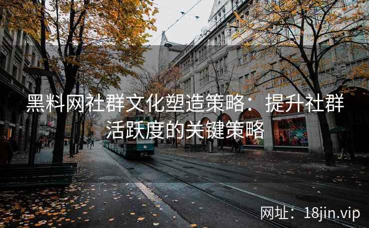黑料网社群文化塑造策略：提升社群活跃度的关键策略