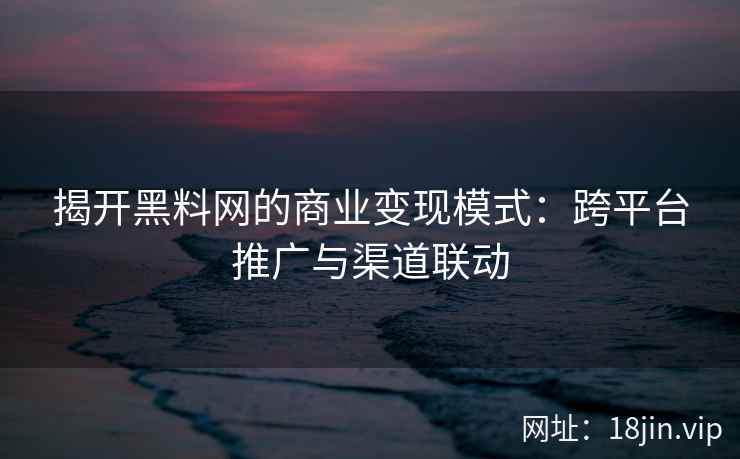 揭开黑料网的商业变现模式：跨平台推广与渠道联动