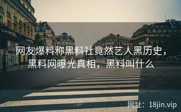 网友爆料称黑料社竟然艺人黑历史，黑料网曝光真相，黑料叫什么