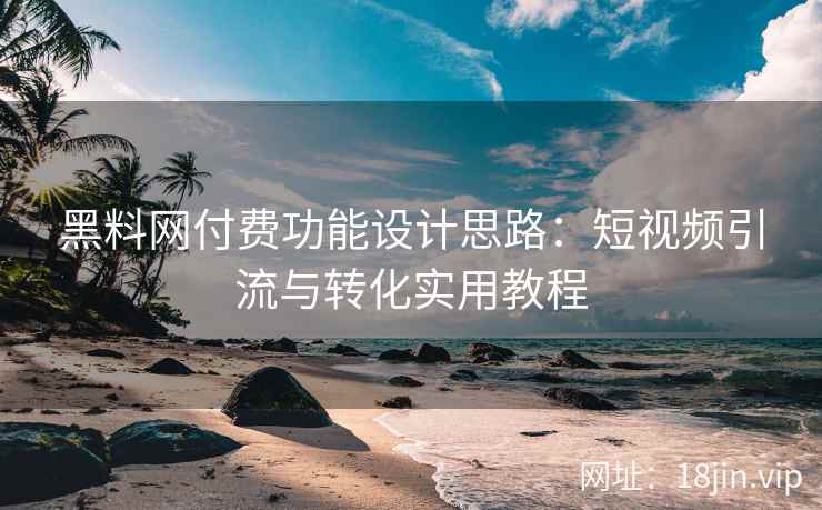黑料网付费功能设计思路：短视频引流与转化实用教程