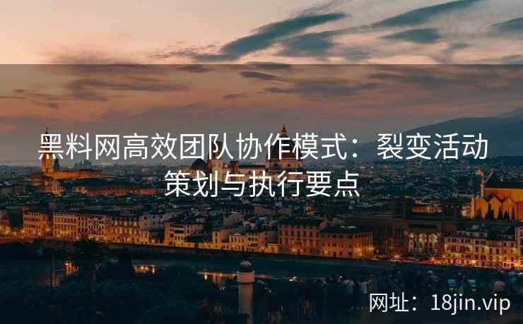 黑料网高效团队协作模式：裂变活动策划与执行要点