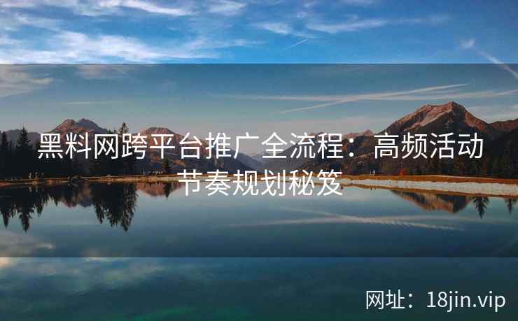 黑料网跨平台推广全流程：高频活动节奏规划秘笈