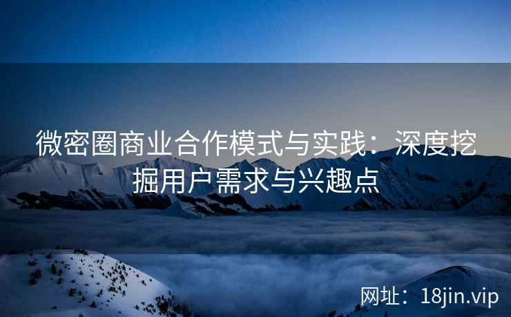 微密圈商业合作模式与实践：深度挖掘用户需求与兴趣点